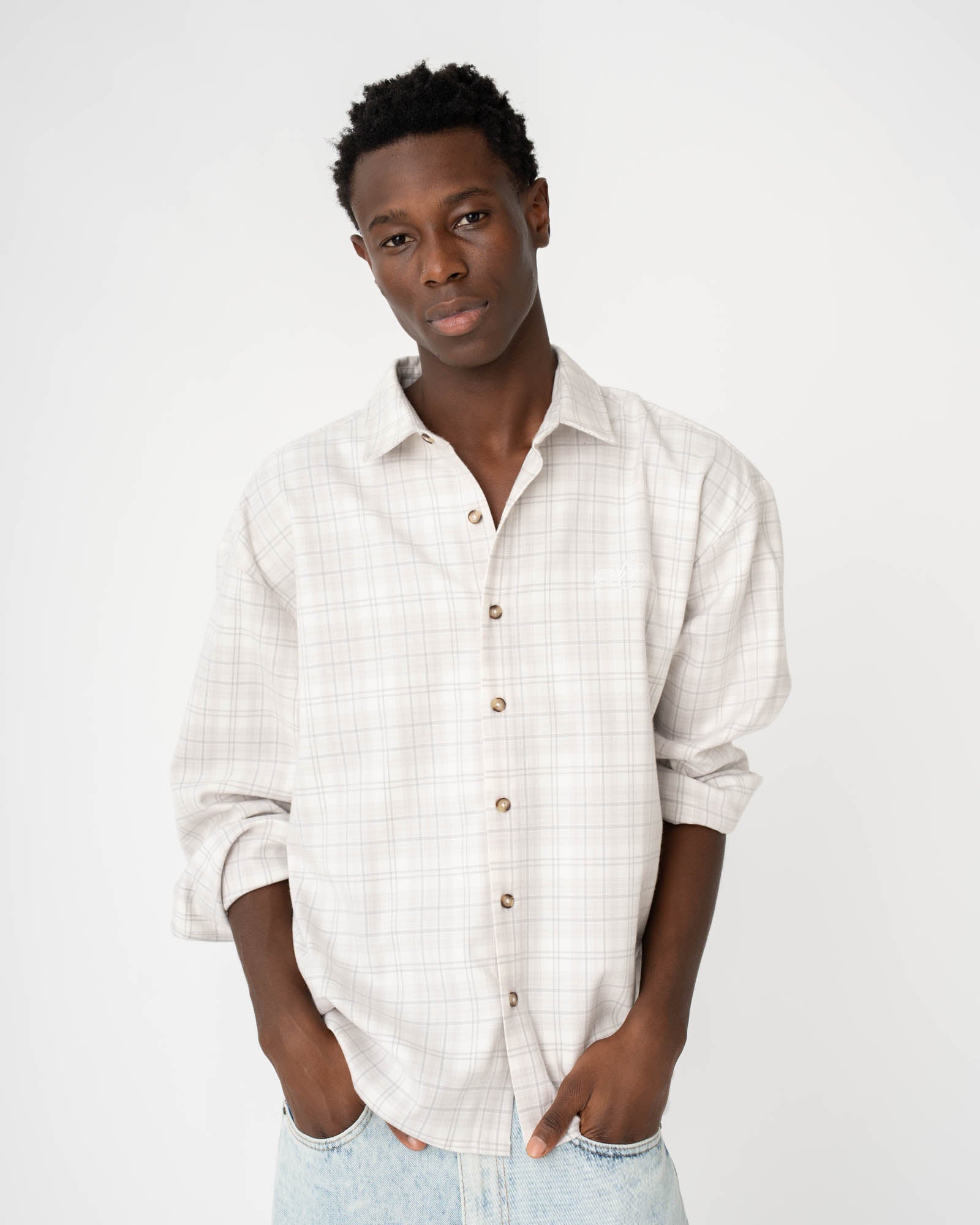 Checked Flannel shirt White