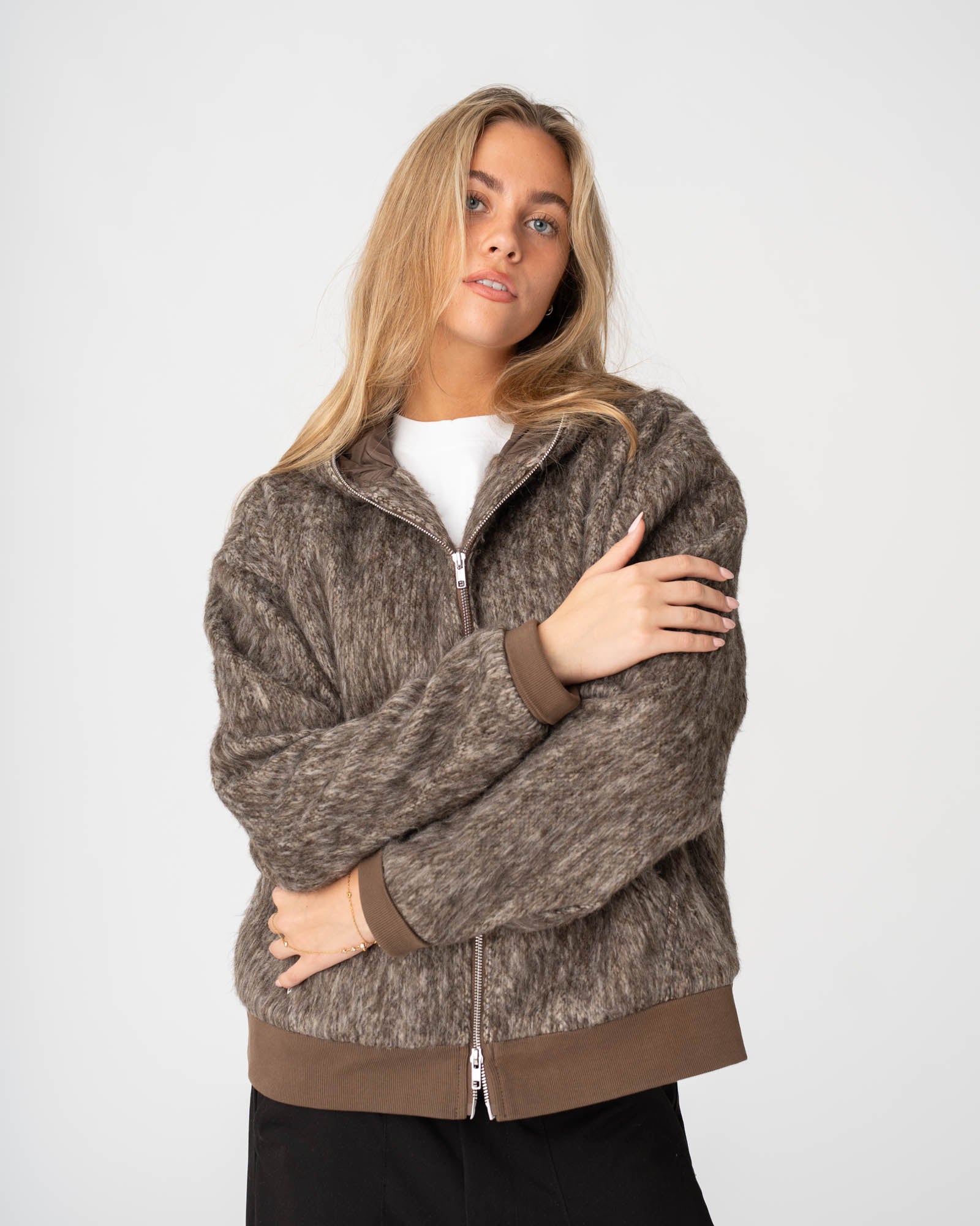 Fuzzy Hoodie Brown