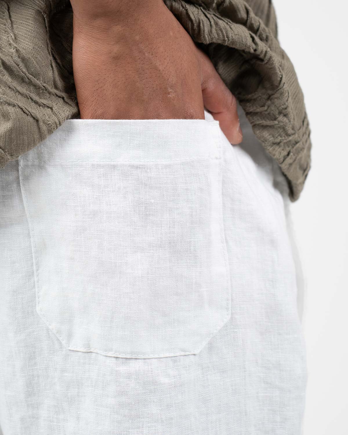 Baggy 100% hørbukser Hvid | Skagen - clothing.dk