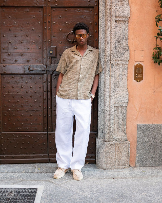 Baggy 100% Linen Pants White