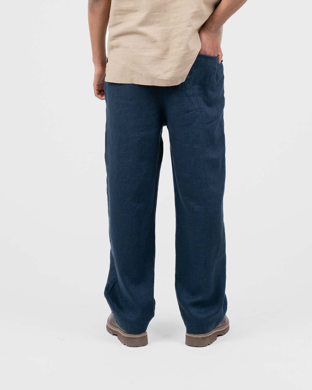 Baggy 100% hørbukser Navy | Skagen - clothing.dk