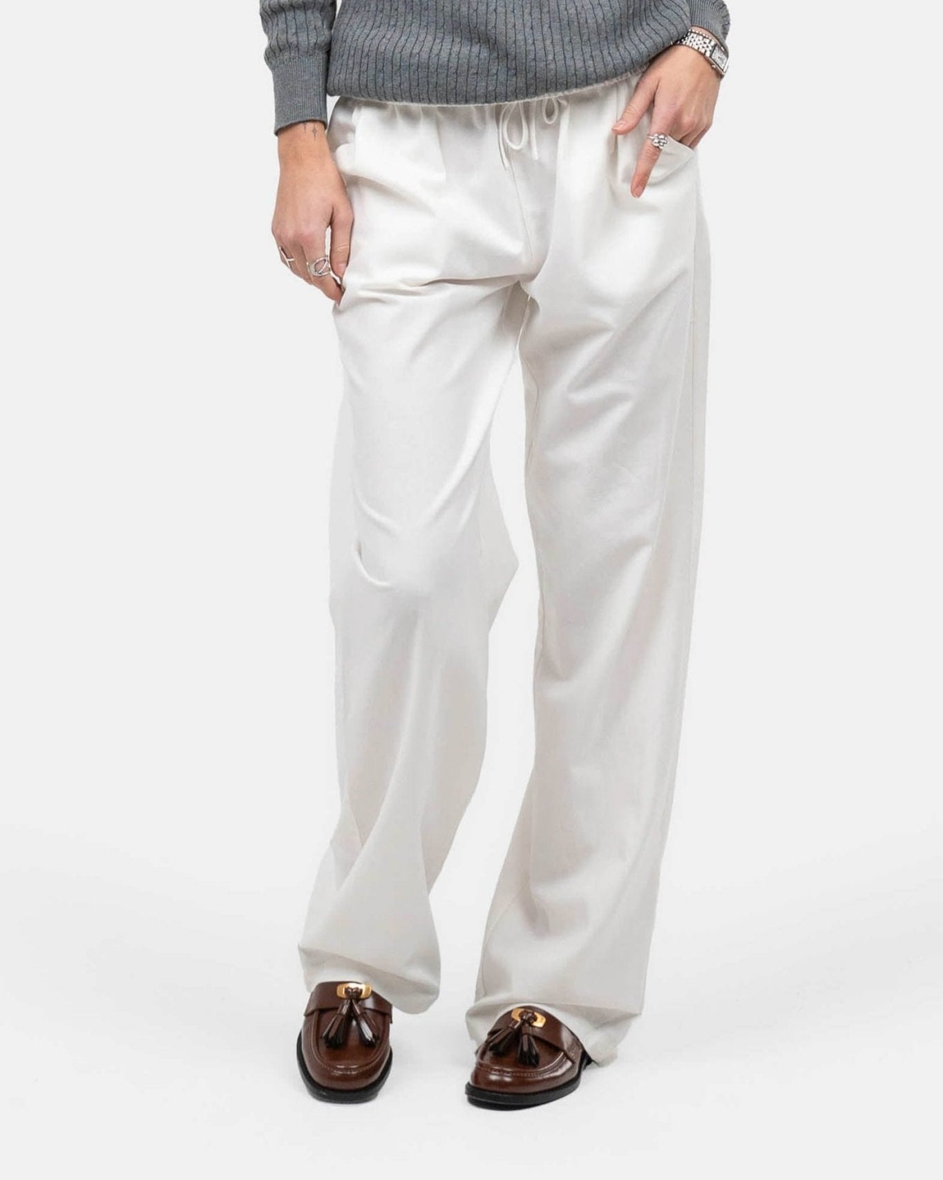 Heavyweight Hørbukser Højtaljede Hvid | Skagen - clothing.dk