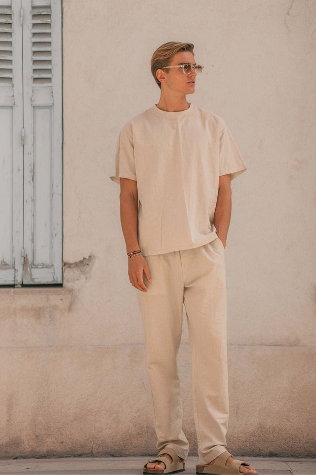 Hør T-shirt Beige |  Skagen-clothing.dk