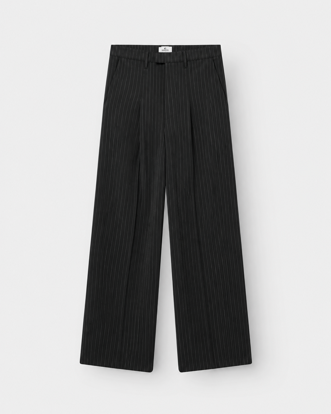 Baggy Suit Pants Black Pinstriped