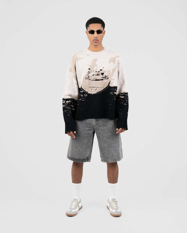 Jaquard Knit Brown Boat