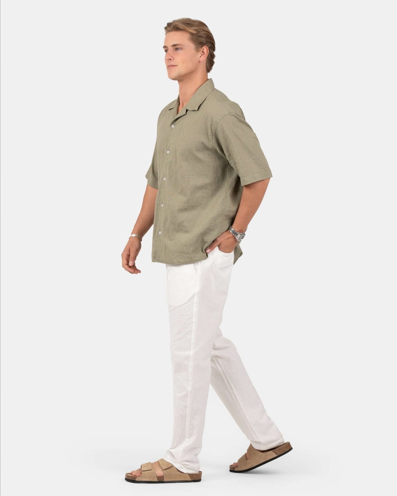 Kortærmet Hørskjorte Army | Skagen - clothing.dk