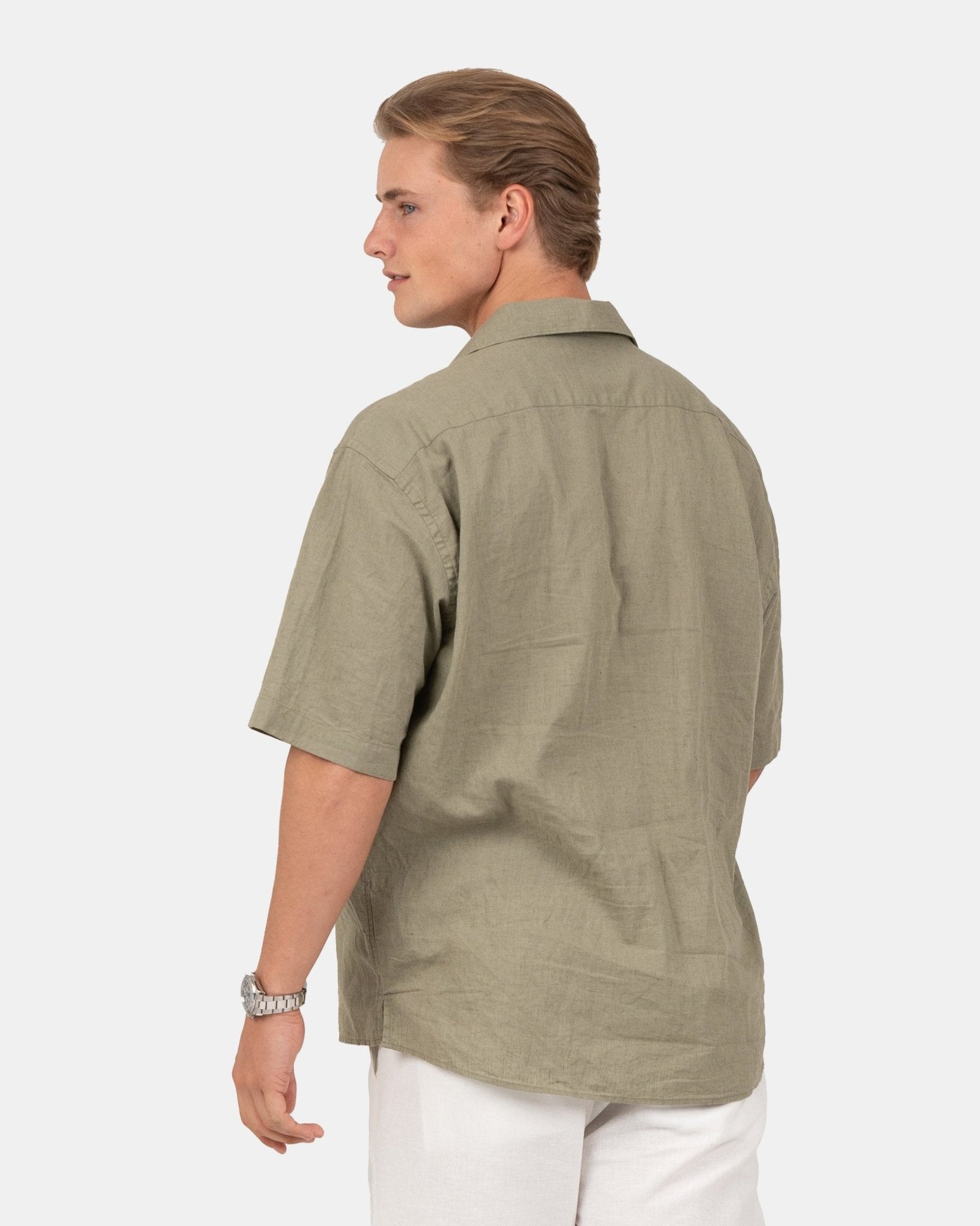 Kortærmet Hørskjorte Army | Skagen - clothing.dk