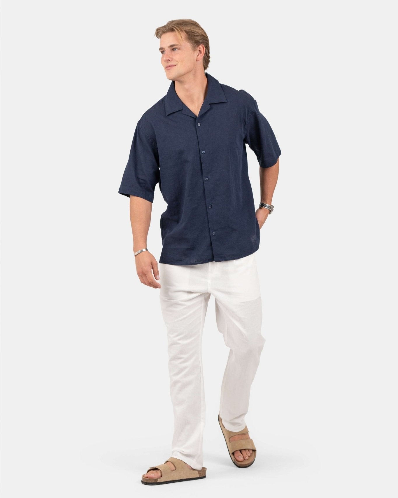 Kortærmet Hørskjorte Navy | Skagen - clothing.dk