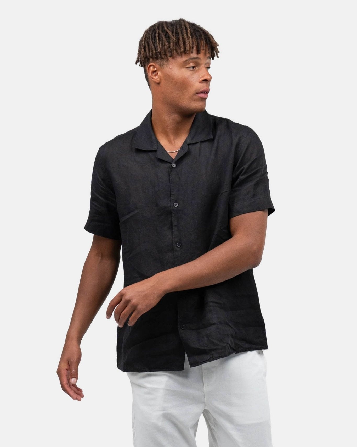 Kortærmet Hørskjorte Sort | Skagen - clothing.dk