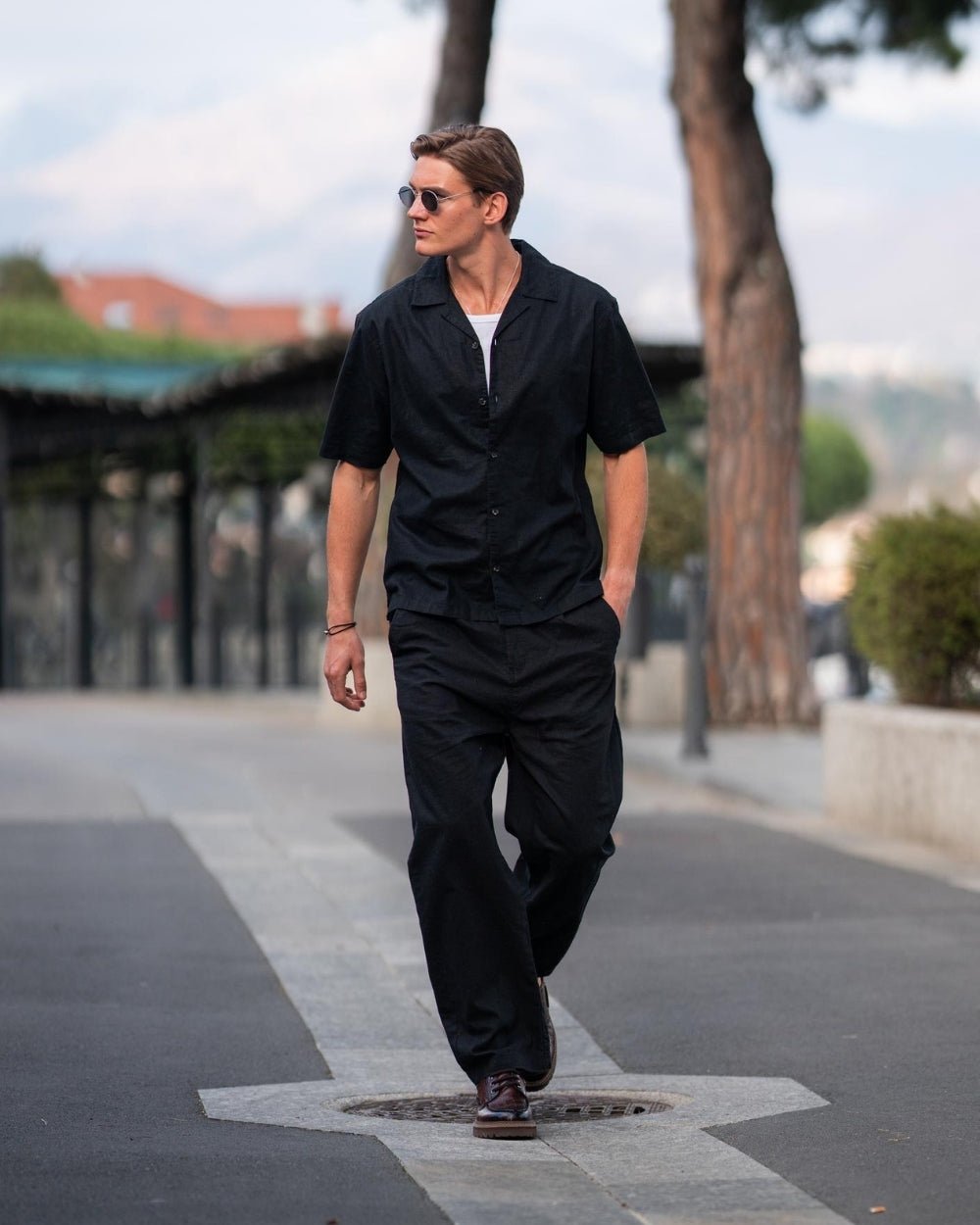 Kortærmet Hørskjorte Sort | Skagen - clothing.dk