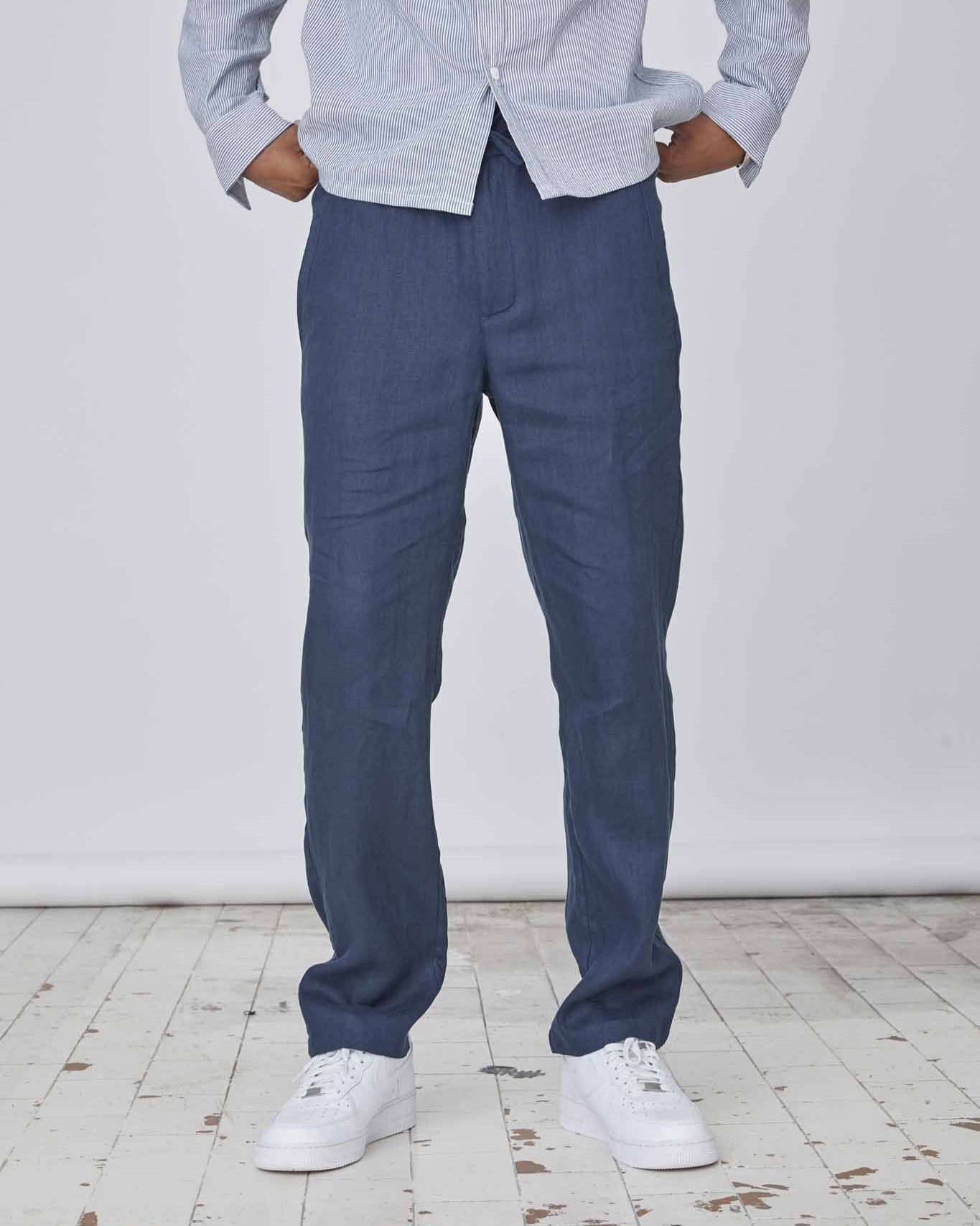 100% Hørbukser Navy | Skagen - clothing.dk